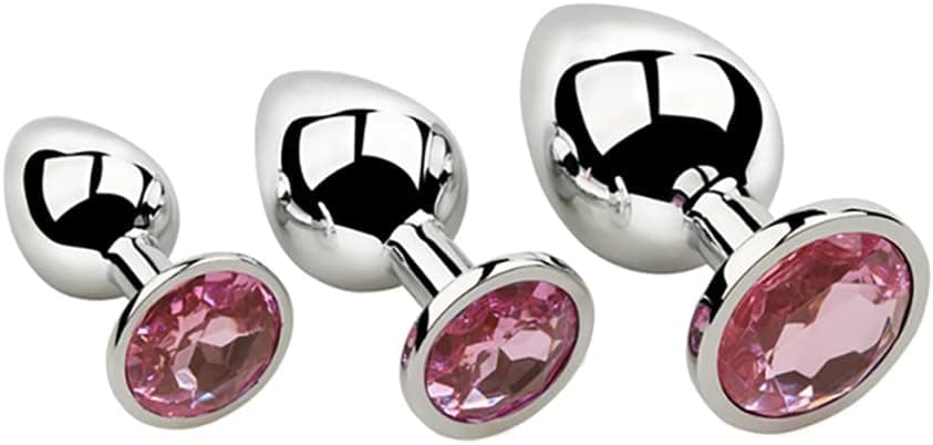 Analplug Set, Edelstahl Anal Plug Set Metall Sex Spielzeug Anal Butt Plug mit Kristall, Analplugs 28mm-34mm-40mm Edelstahl Anfänger Sexspielzeug für Frauen, Paare, Männer/Schwarz S M XL Analplugs