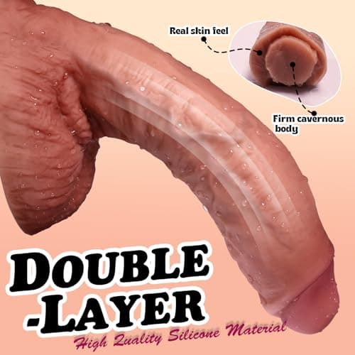Dual Layer Liquid Silicone Dildo 7.5" Curved Suction