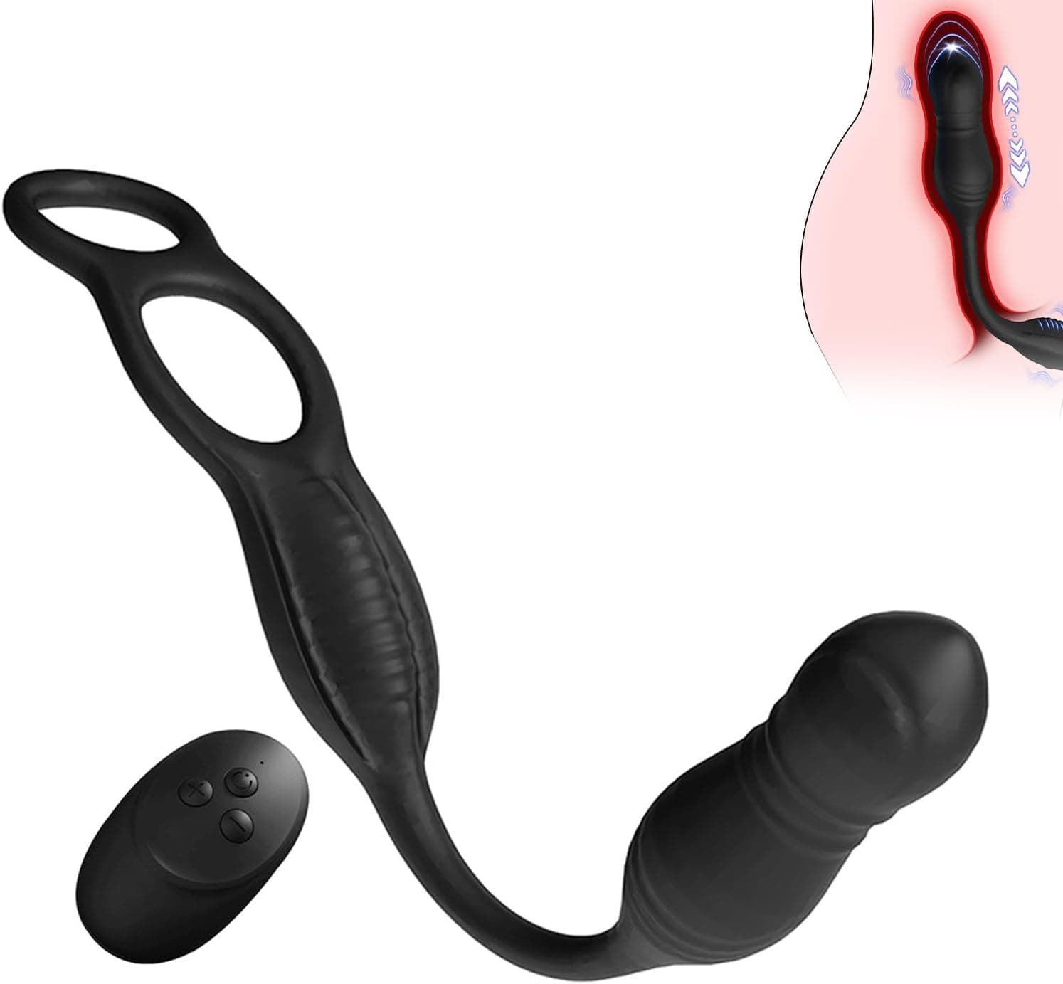 Analvibratoren mit Penisring Fernbedienung Teleskop Vibrator mit 10 Vibrationsmodi+3 Schubmodi Analplug Dildo Männlicher Prostata Stimulator Massagegeräte Sexspielzeug für Männer