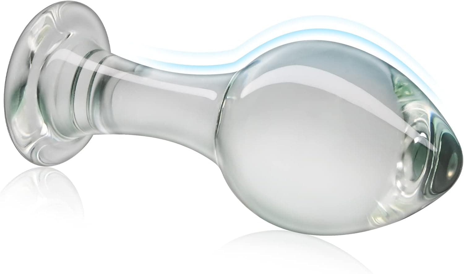 SXOVO Glas Dildo Buttplug Trainer, G-Punkt Stimulator Analplug mit Stoss Kegel Glas Kristall Analdildo Butt Plug Analsexspielzeug für Frauen Männer Masturbation (L)