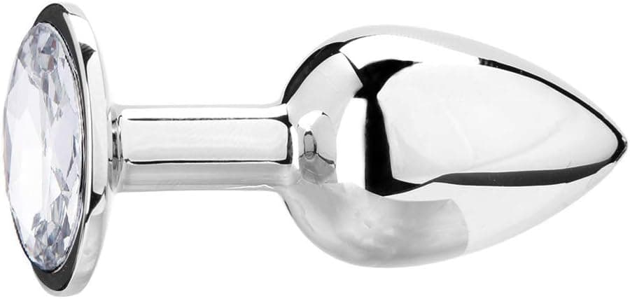 SXOVO Analplug Metall mit Kristall Diamant, 3 Stücke (Klein Medium Groß) Analplug für Frauen Männer, Anal Plug Buttplug Anal Toys Analspielzeug (Weiß)