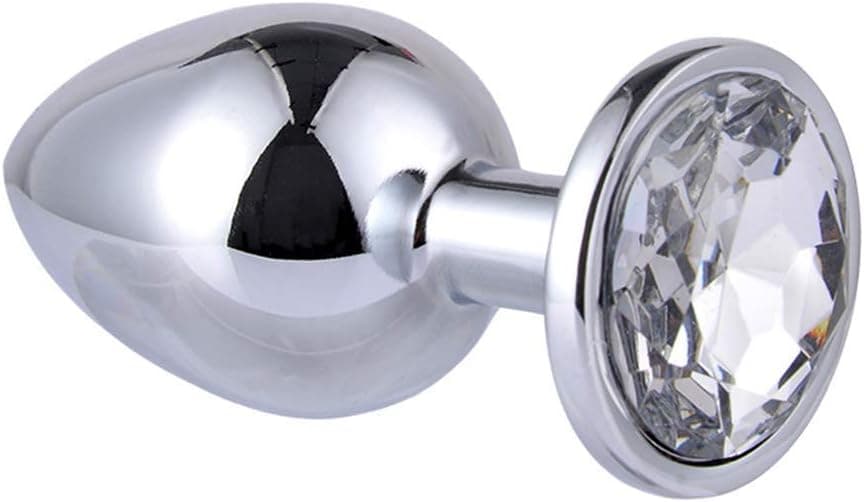 SXOVO Analplug Metall mit Kristall Diamant, 3 Stücke (Klein Medium Groß) Analplug für Frauen Männer, Anal Plug Buttplug Anal Toys Analspielzeug (Weiß)