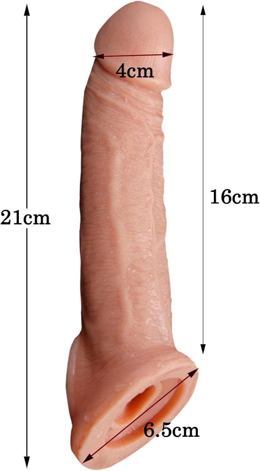 Penishülle Penismanschetten Penis Sleeve für Penisverlängerung Penisvergrößerung,Penis Hülle mit Aussehen Sex Spielzeug ab 18 für Paare extrem (Fleischfarbe)