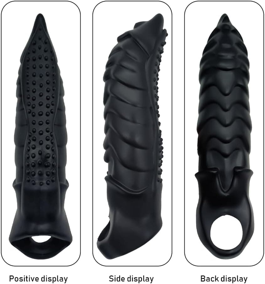 Monster Cock Sleeve - Penisverlängerung und Penisvergrößerung für Männer, Sex Toy mit 22 cm Länge und 5-6 cm Durchmesser, 3D-Oberfläche für zusätzlichen Reiz (Schwarz)