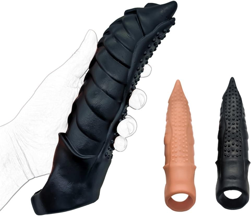Monster Cock Sleeve - Penisverlängerung und Penisvergrößerung für Männer, Sex Toy mit 22 cm Länge und 5-6 cm Durchmesser, 3D-Oberfläche für zusätzlichen Reiz (Schwarz)