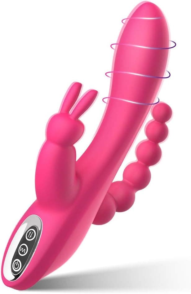 Sxovo 3 in 1 Rabbit Vibrator Wiederaufladbare G-Punkt Klitoris Anal Stimulator mit 7 Vibrationsmodi, Silikon wasserdichtes Sexspielzeug für Frauen und Paare