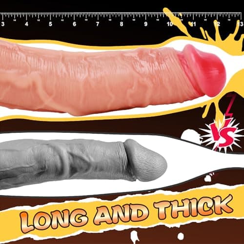 12" Long Dual Density Silicone Dildo — Flesh