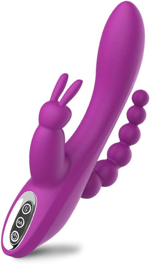 Sxovo 3 in 1 Rabbit Vibrator Wiederaufladbare G-Punkt Klitoris Anal Stimulator mit 7 Vibrationsmodi, Silikon wasserdichtes Sexspielzeug für Frauen und Paare