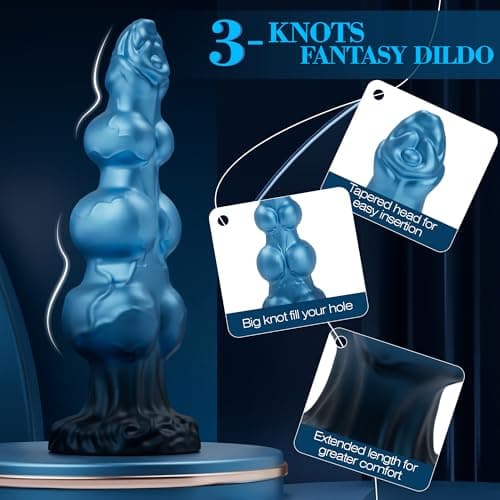 Triple Knot Dog Fantasy Silicone Dildo — 9.4in