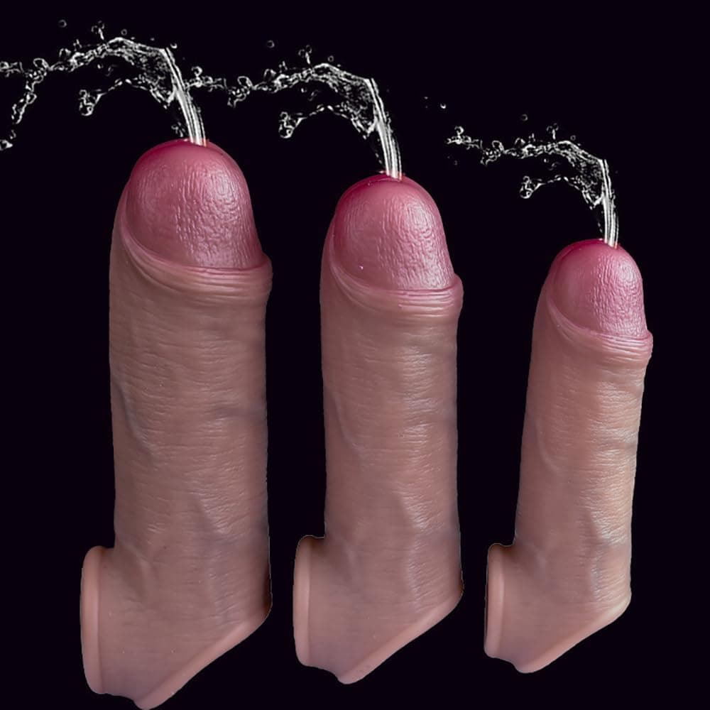 Realistische Penis Sleeve Flüssigsilikon Penismanschetten Mit Urinieröffnung und Hodenring Dildo Hülle S/M/L Penishülle Penisverlängerung &amp; Penis Vergrößerung Sexspielzeug für Männer Paare(S)