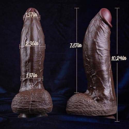 MAKEBETT 10" Black Dual Density Dildo — 2.36" Diam