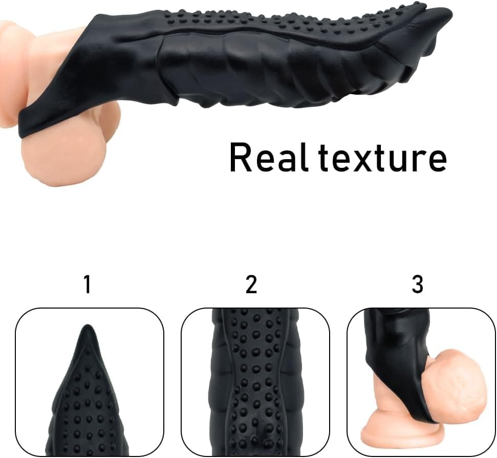 Monster Cock Sleeve - Penisverlängerung und Penisvergrößerung für Männer, Sex Toy mit 22 cm Länge und 5-6 cm Durchmesser, 3D-Oberfläche für zusätzlichen Reiz (Schwarz)