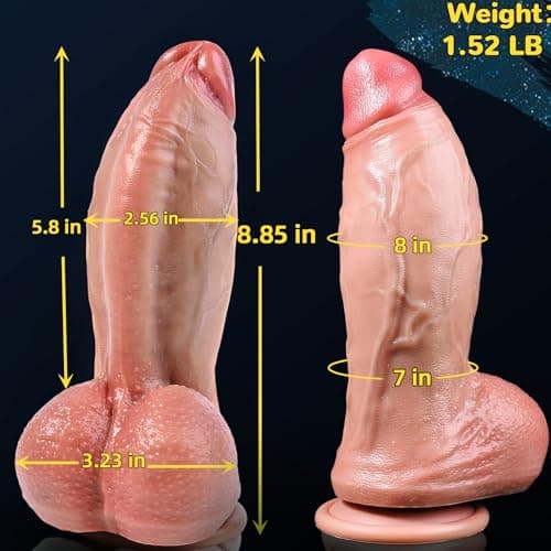 8.85" Extra-Thick Dual Density Dildo — 2.56" Diam