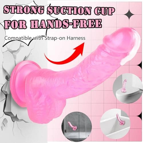 7" Soft Pink Realistic Silicone Dildo Suction Cup