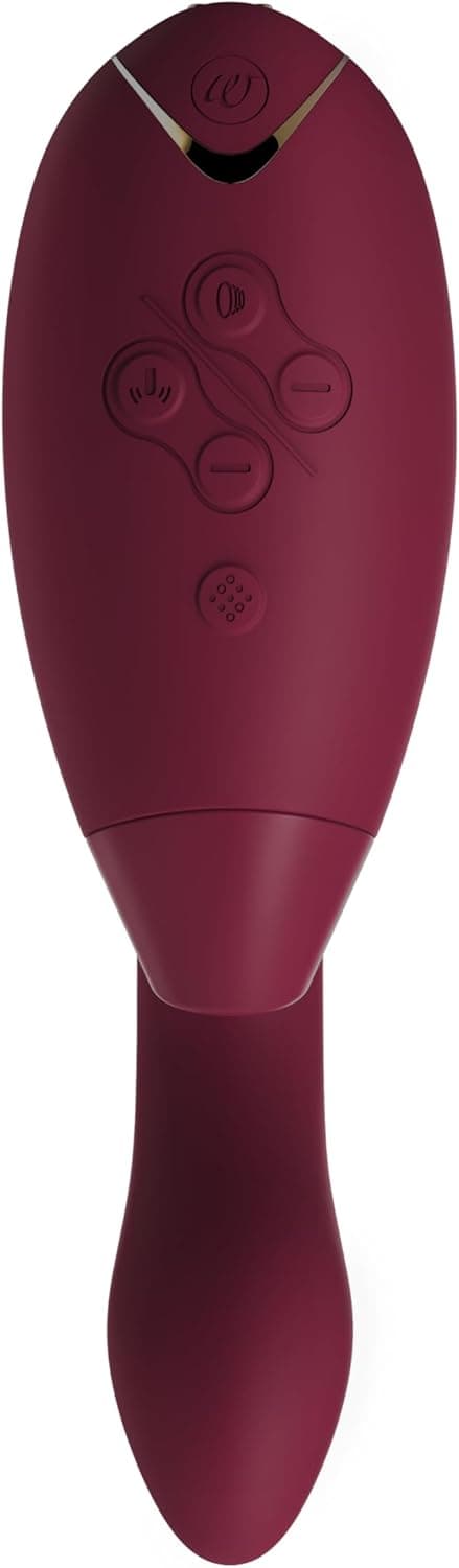 Womanizer DUO 1 Rabbit-Vibrator &amp; G-Punkt Stimulator mit Klitoris-Sauger, doppelte Stimulation mit je 12 Intensitätsstufen, Bordeaux Gold