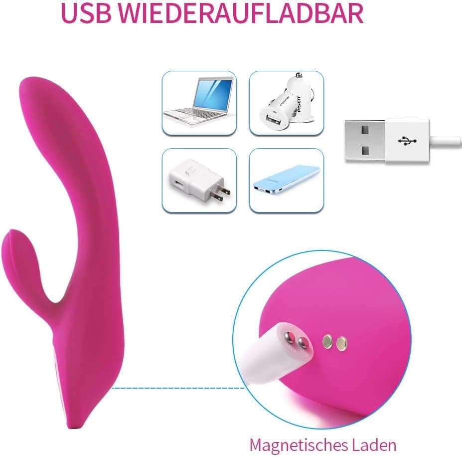 Vibratoren für Sie Klitoris und G-punkt mit Starke Funktion - Adorime Silikon Rabbit Vibrator Analvibrator Dildo Erotik Sexspielzeug für Frauen und Paare mit 7 Vibrationsfrequenz