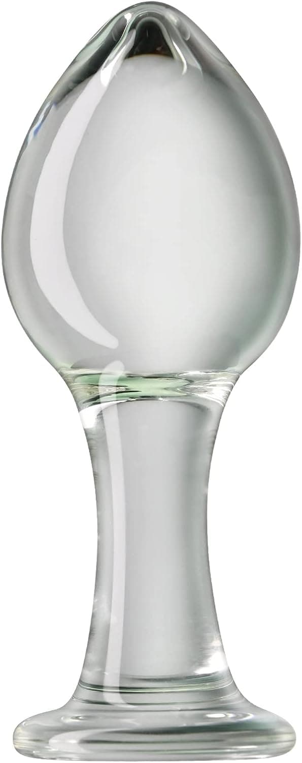 SXOVO Glas Dildo Buttplug Trainer, G-Punkt Stimulator Analplug mit Stoss Kegel Glas Kristall Analdildo Butt Plug Analsexspielzeug für Frauen Männer Masturbation (L)