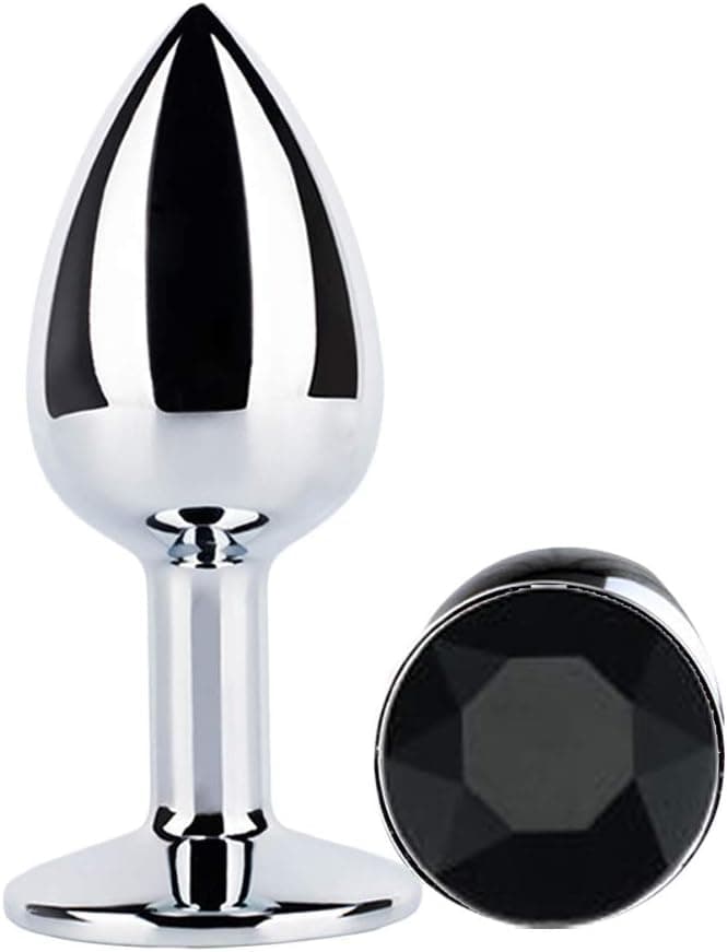 Analplug Set, Edelstahl Anal Plug Set Metall Sex Spielzeug Anal Butt Plug mit Kristall, Analplugs 28mm-34mm-40mm Edelstahl Anfänger Sexspielzeug für Frauen, Paare, Männer/Schwarz S M XL Analplugs