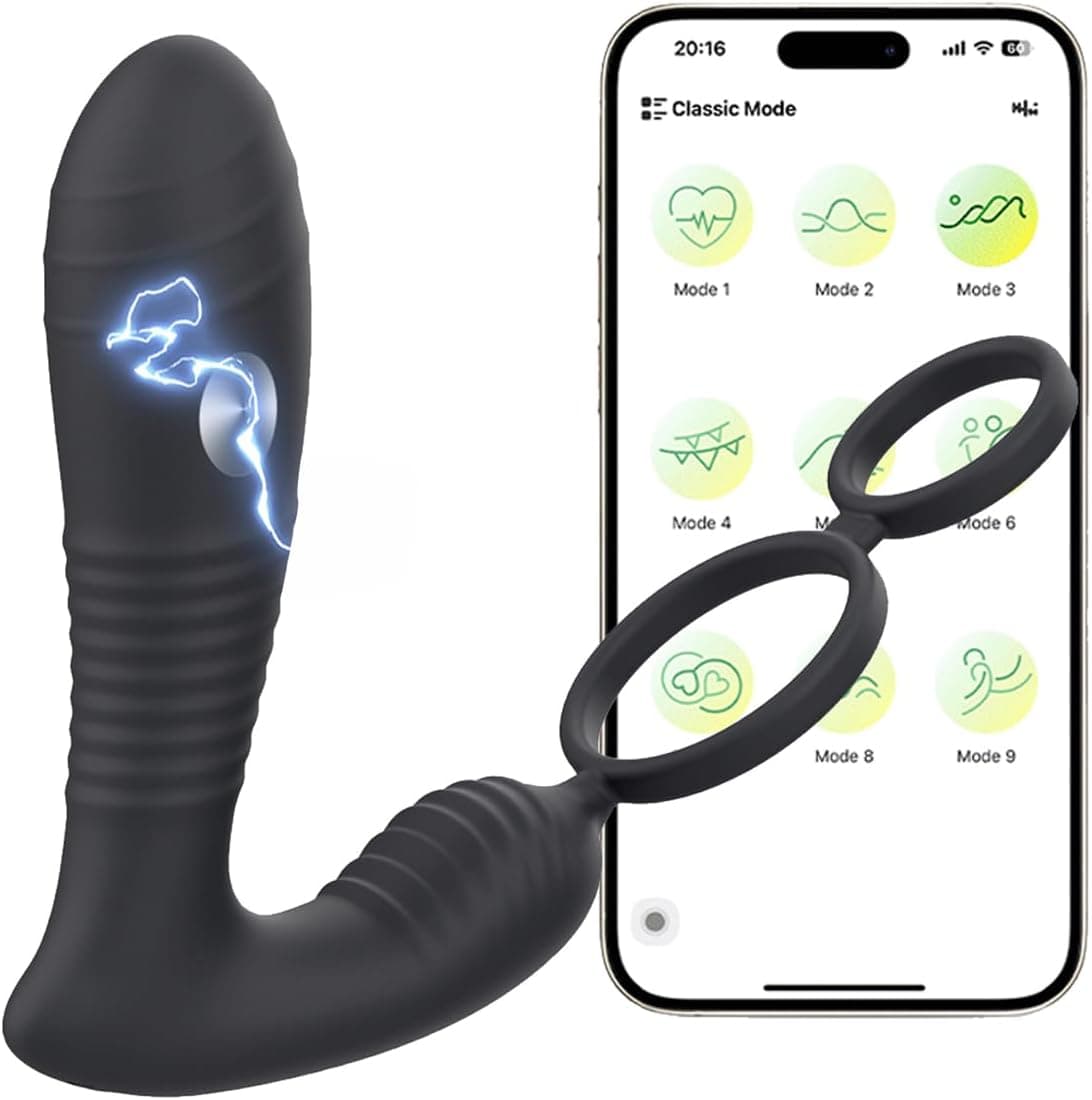 Elektroshock Analvibratoren für Mann mit 8 Vibrations &amp; 8 Elektroschockmodi, Prostata Stimulation Männer Penis Ring Vibrator Analplug Sexspielzeug für Männer Paare