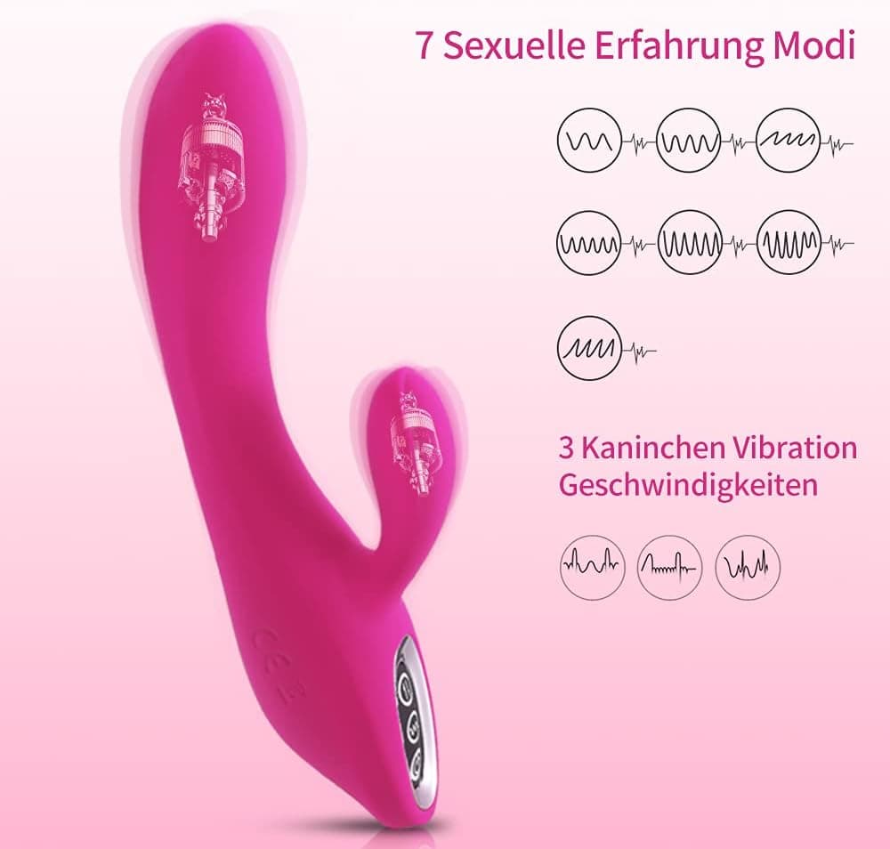 Vibratoren für Sie Klitoris und G-punkt mit Starke Funktion - Adorime Silikon Rabbit Vibrator Analvibrator Dildo Erotik Sexspielzeug für Frauen und Paare mit 7 Vibrationsfrequenz