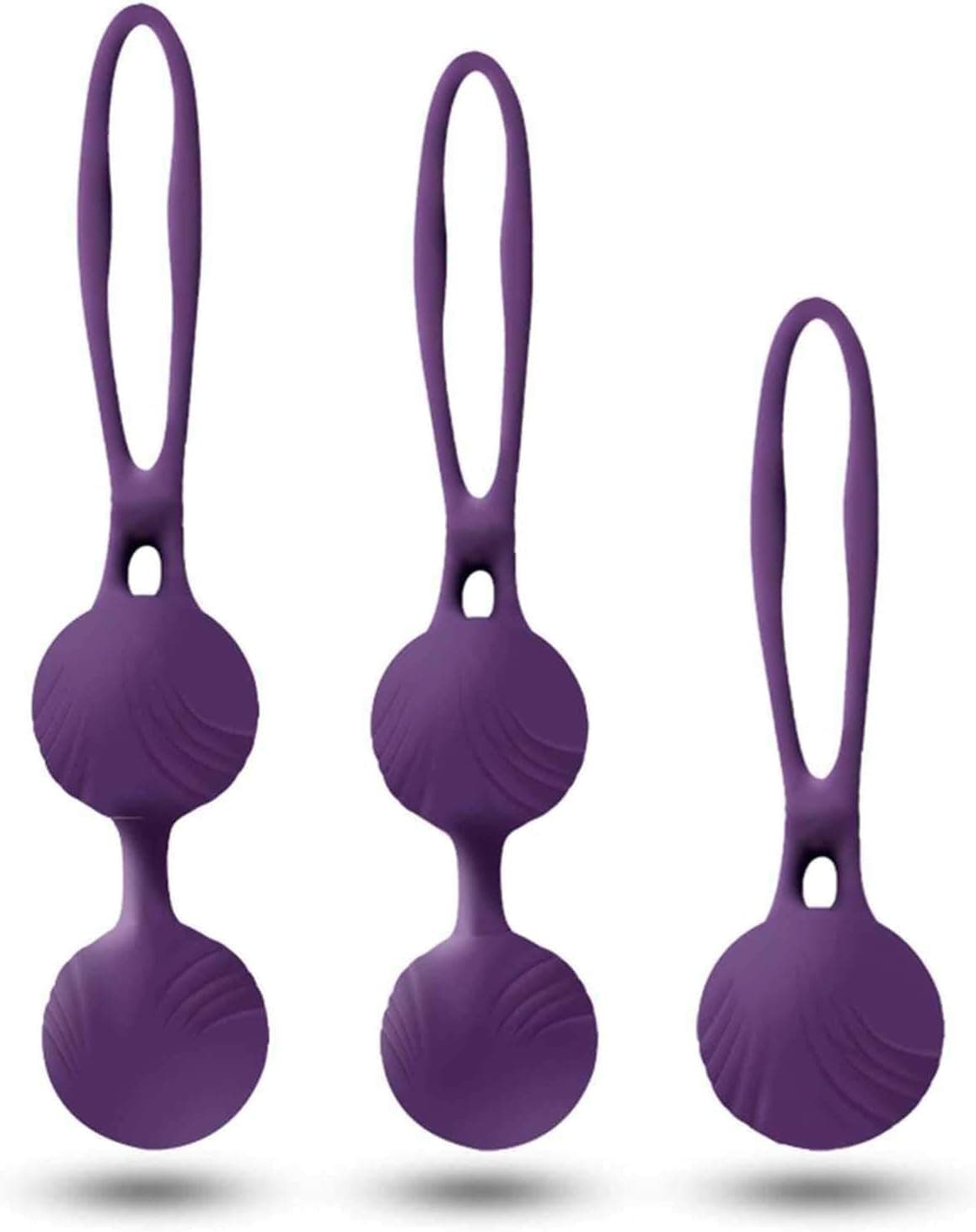 Vaginalkugeln Liebeskugeln - Silikon&amp;Metall Beckenbodentraining Stärkung der Vaginalmuskulatur - 3 Ben Wa Balls Beckenboden Gewichte Übung Bälle für Frauen (Lila)