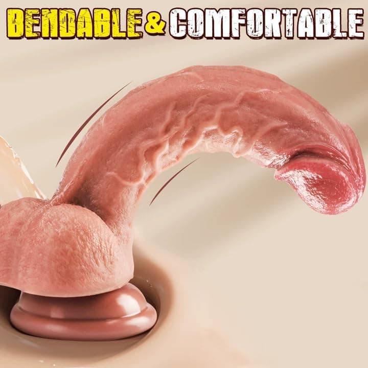 7.3" Small Realistic Silicone Dildo G-Spot Suction