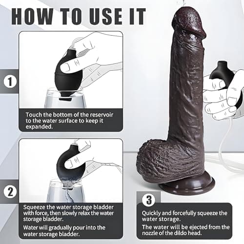 8.5" Squirting Realistic Silicone Dildo Brown Suction