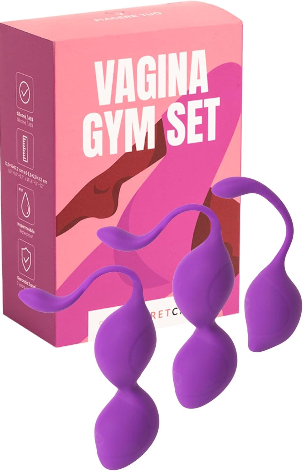 MySecretCase Beckenbodentrainer Liebeskugeln für die Frau - Sexspielzeug für Frauen, Kegel Training, Blasenschwäche Beckenboden Trainingsgerät, Single sex, Anfänger Geisha Ei, Vaginal Orgasmus (Lila)