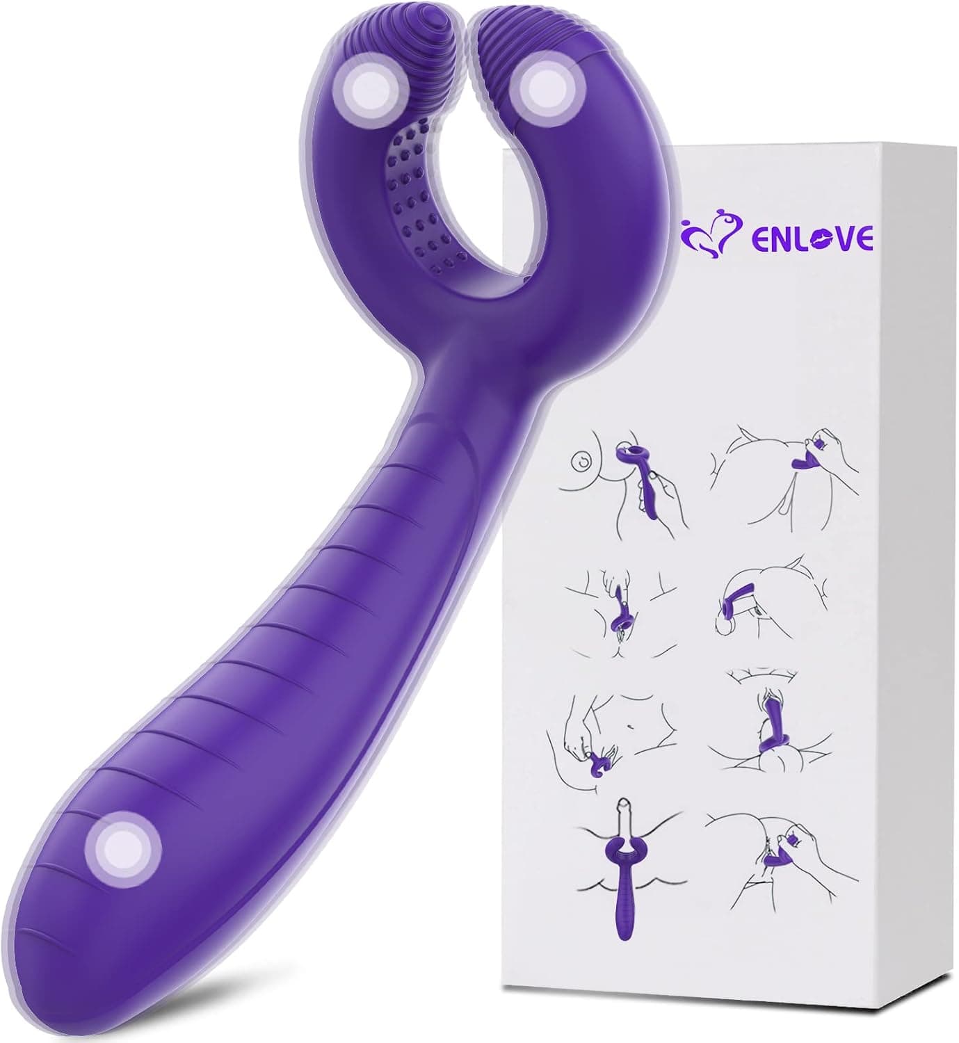 Enlove Silikon Dreifacher Vibrator Paarvibrator mit 7 Modi für Sie Klitoris und G-punkt Dildo Analplug Analvibrator Prostata Stimulator Buttplug Erotik Sexspielzeug für Paare Frauen Männer