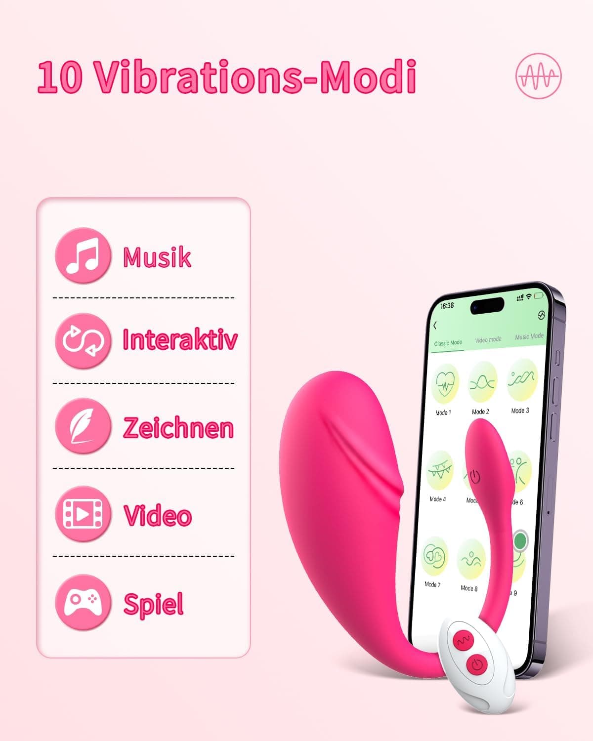 Vibrator mit Fernbedienung Sex Spielzeug für die Frau Vibration, Vibratorensets für Frauen mit App, Sexspielzeug für Paare Extrem Sex Toys Leise Vibro ei, Dildo Sex Toyset Damen Klitoris (Pink)