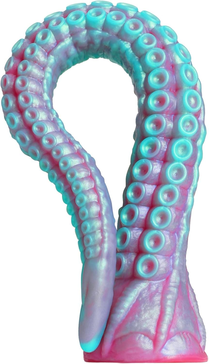 40CM Flüssiges Silikon Dildo Monster Fantasy Dildo mit Starkem Saugnapf Realistischer Oktopus-Tentakel Dildo für Sie G-Punkt Anal Plug Erotik Sexspielzeug für Männer Frauen Paare(LilaBlau)
