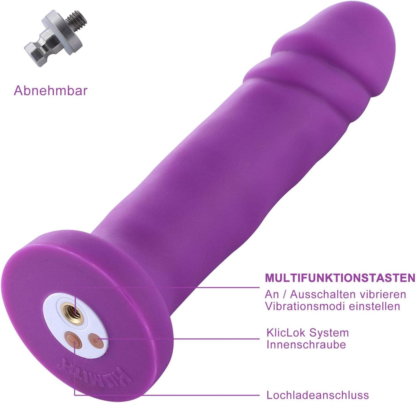 Hismith 6.7 Inch Vibrating Dildo with 3 Speeds + 4 Modes with KlicLok System - Silicone Anal Dildo