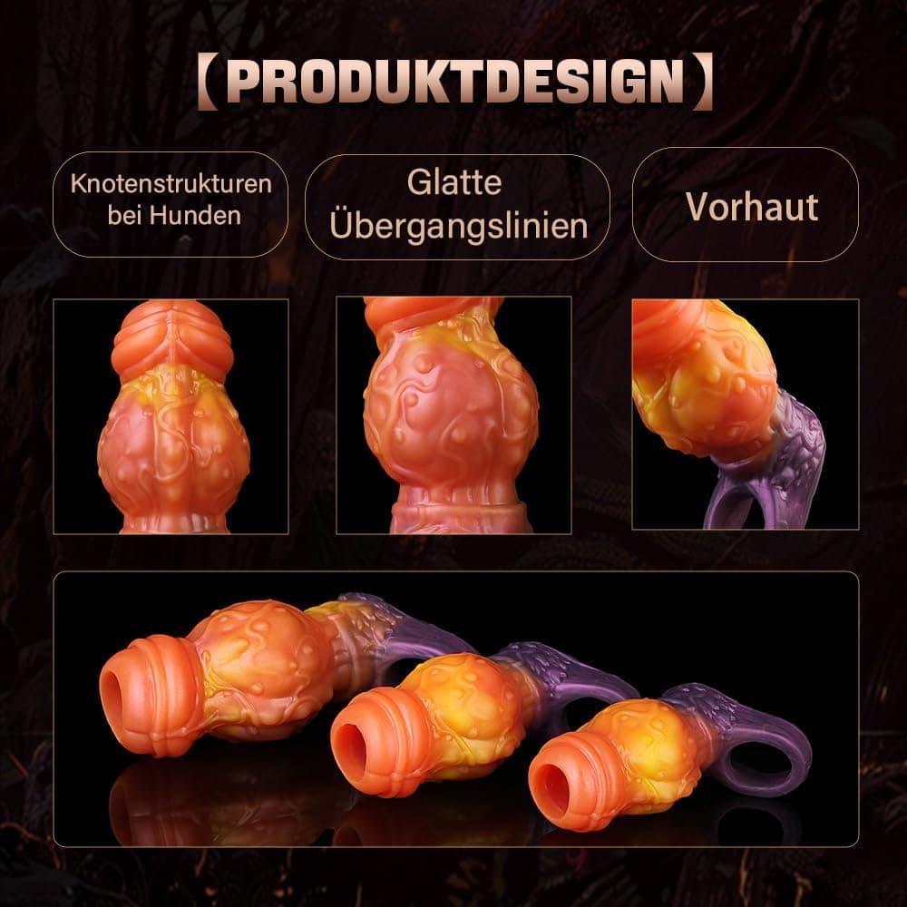 Kuaecr Realistische Hund Penishülle Flüssigsilikon Tierischer Dildo Penis Sleeve mit Hodenring Extender zur Penisverlängerung Vergrößerung Dicker Stärker Erektion Sexspielzeug für Männer Paare (L)