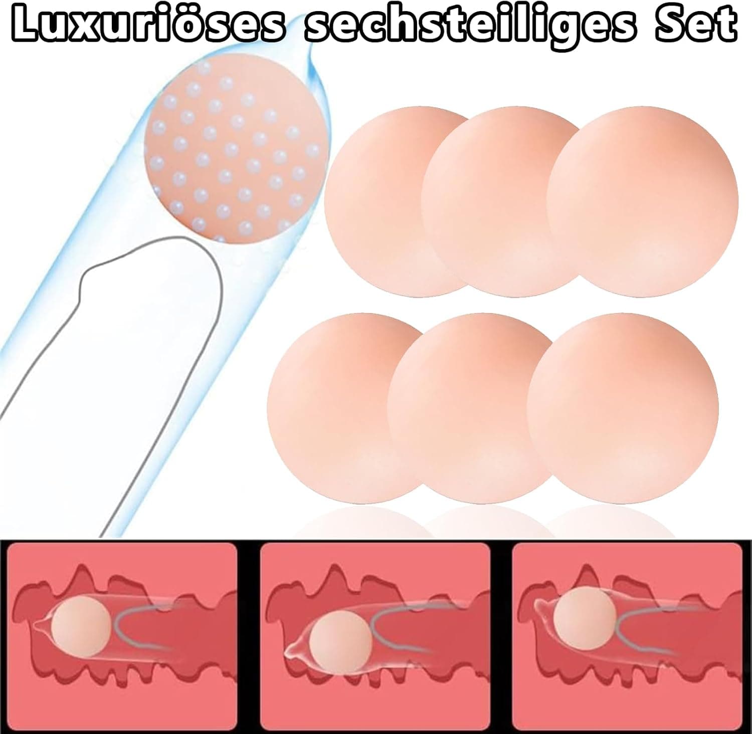 Penisverlängerung Gross Penishülle Extension, Penisverlängerung Penies.Verlängerung 20cm Toys Men für Sex Penismanschette Verwendet für Länger Sex Durchhalten Männer Sleeves 6-Teiliges Set