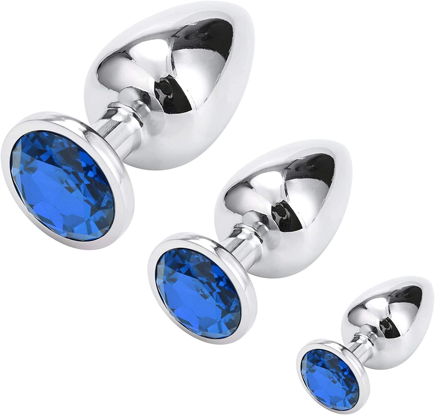 Klein Medium Groß Metall Analplug Set Buttplug Anal Butt Plug mit Kristall Diamant
