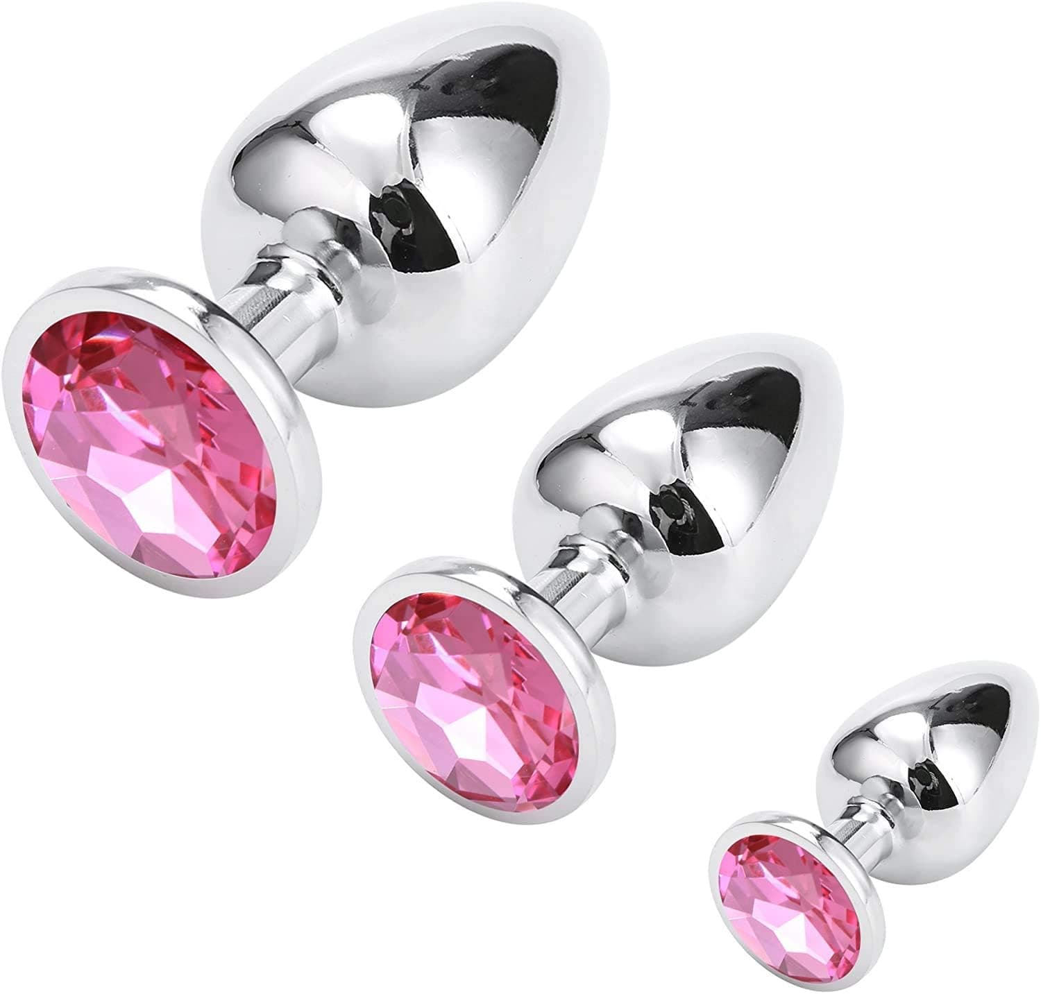 Klein Medium Groß Metall Analplug Set Buttplug Anal Butt Plug mit Kristall Diamant