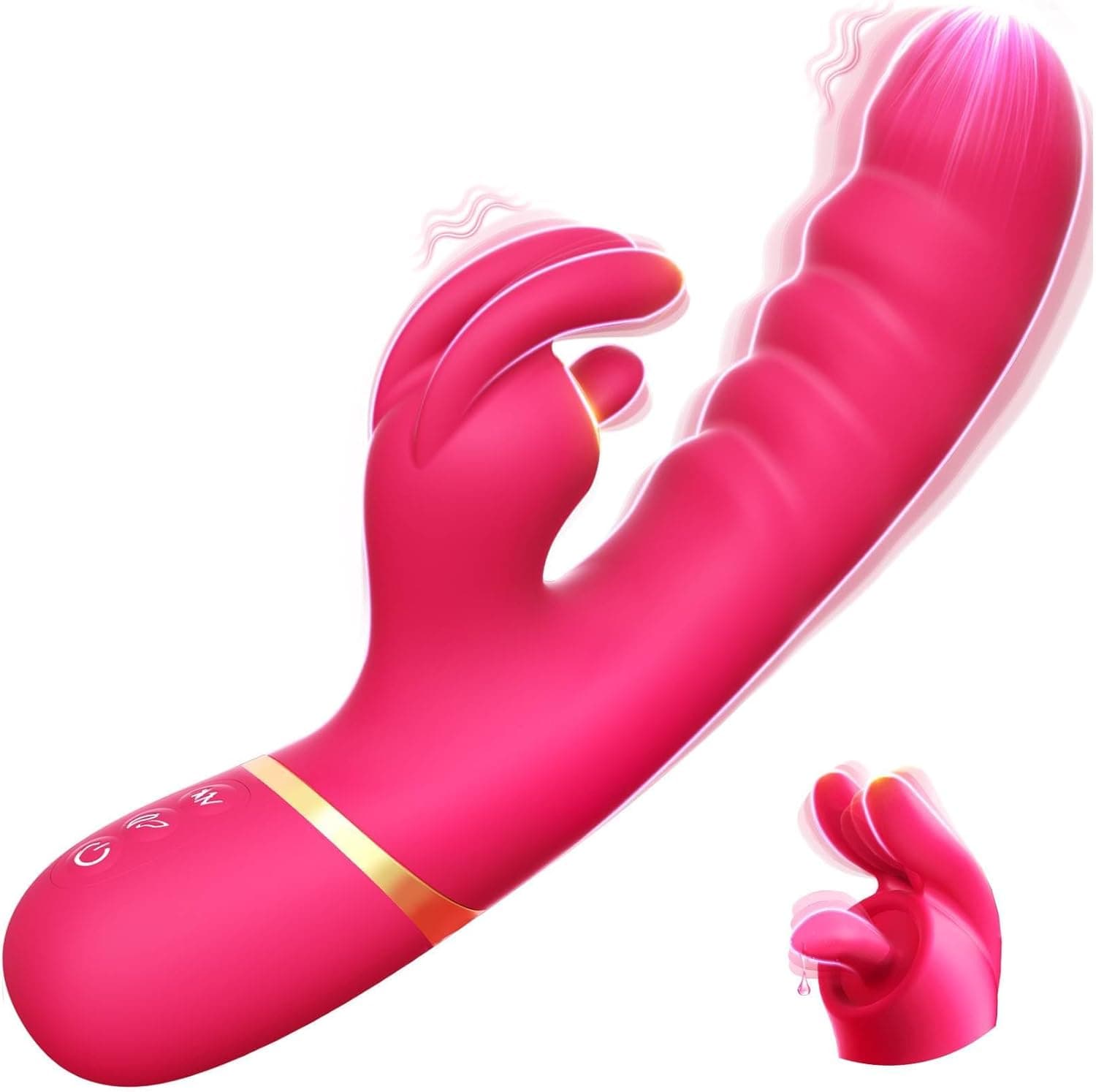 Dildo Vibratorensets für Frauen, Sex Spielzeug für die Frau 12 Modi Soft Dicksilikon Rabbit Vibrator Leise Starke Leck Vibration für Frauen Klitoris G Punkt Vibratorset Sex Toyset Woman +APP