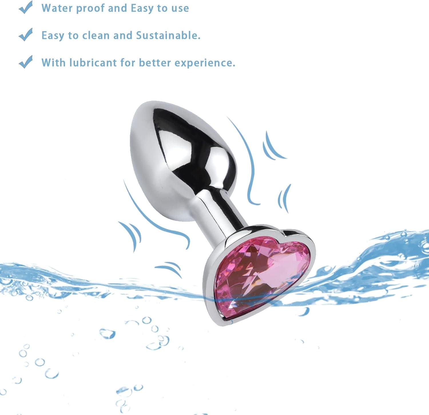 2 x Anal plug,sex spielzeug für die frau männer,Anal Butt Plug mit Kristall Diamant, Metall analplug,Herzförmige Anal Trainer,Kristall Butt Plug Kit(Ø 27 mm, Ø 35 mm)