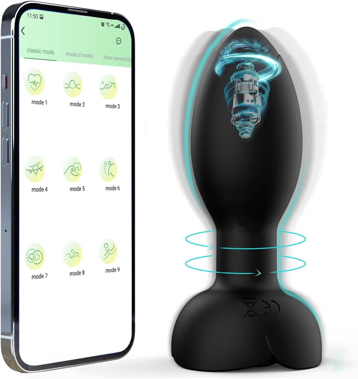 Jinqian Analplug Analvibratoren für Mann Frau,Analdildo Vibrator mit APP,Prostata Stimulation Männer Vibration für Frauen mit 9 Vibrationsmodi,360° Rotationsmodi Buttplug Sexspielzeug für Paare