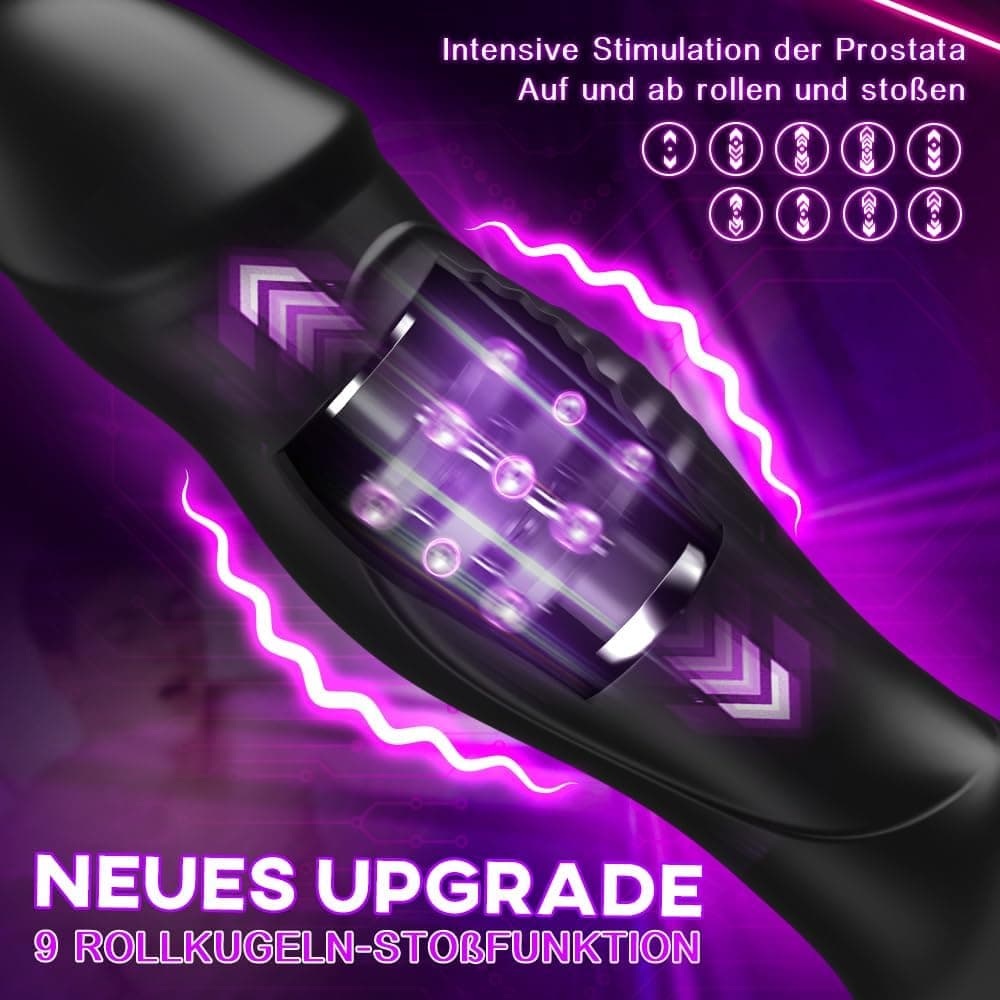 Analvibratoren für Mann Prostata Stimulation Männer mit Penisring 9 Schwungmodi &amp; Rollkugeln-Stoßfunktion 9 Vibrationen Analplug Sex Spielzeug für die Männer Anal Vibrator Anal dildo Sex toys