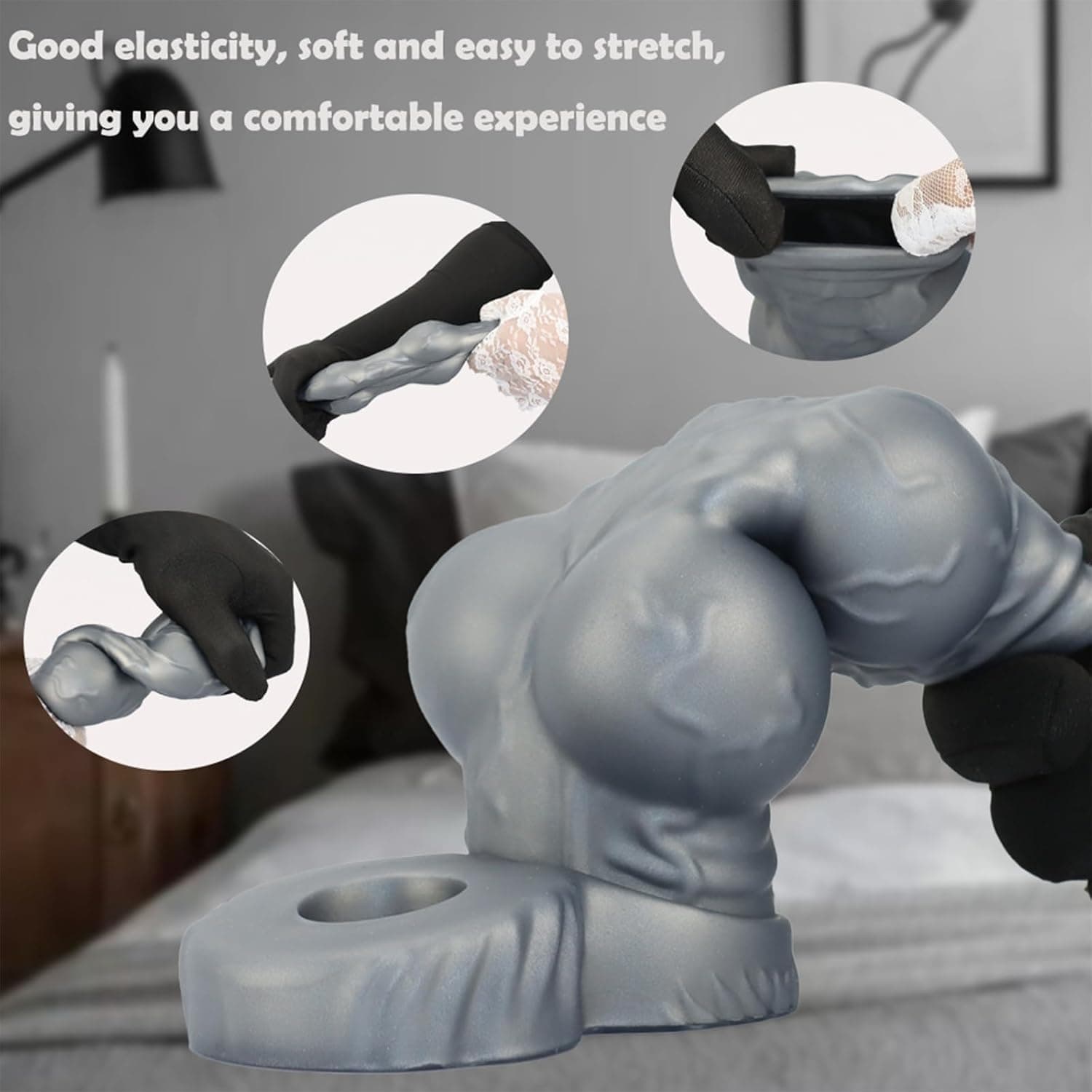 17cm Realistischer Penishülle Animal Dog Knot Dildo Penismanschette mit Hodenring Silikon Penis Sleeve zür Penisverlängerung Verzögerung Ejakulation Cock Sleeve Sex Spielzeuge für Männer Paare
