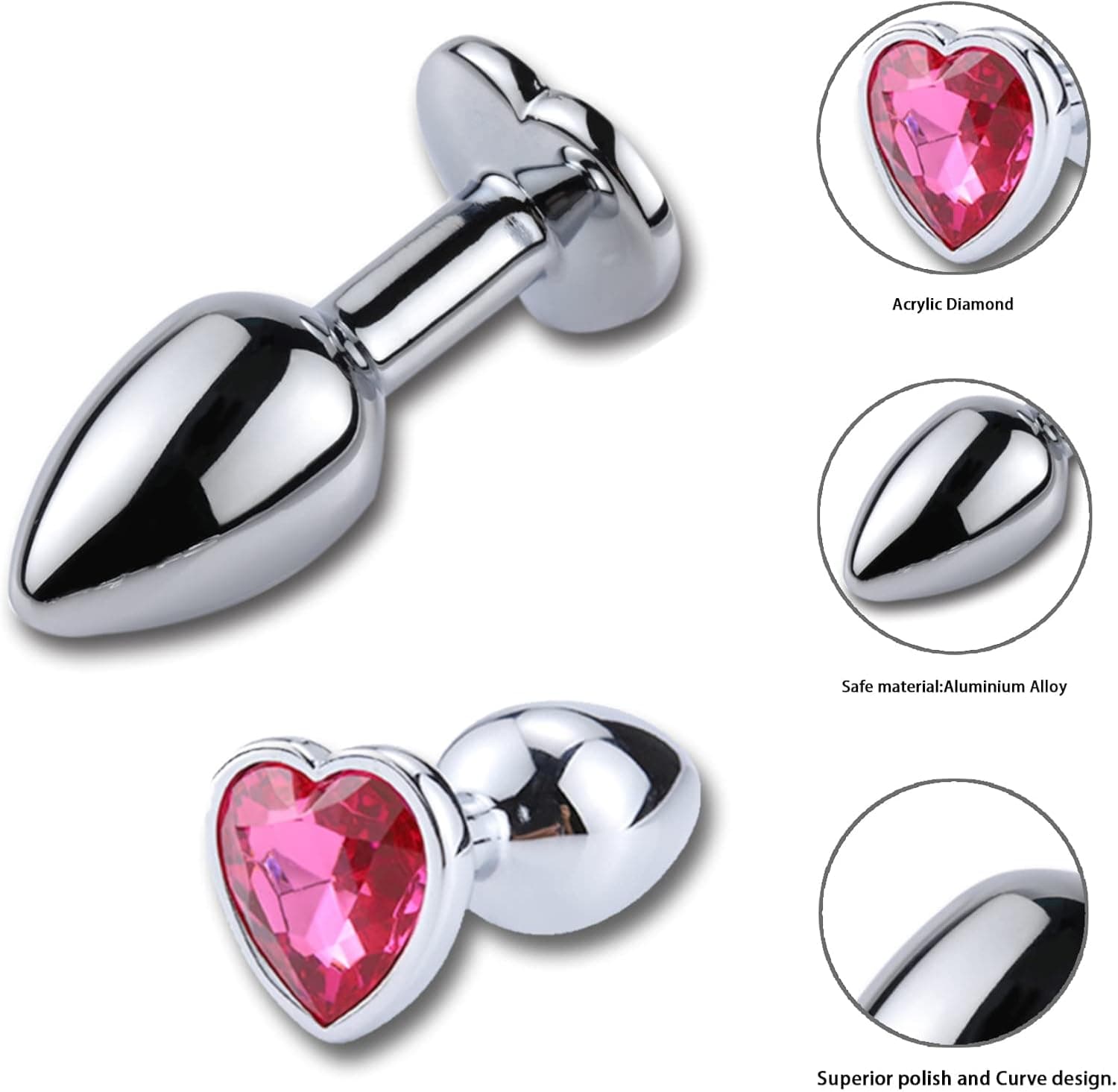 2 x Anal plug,sex spielzeug für die frau männer,Anal Butt Plug mit Kristall Diamant, Metall analplug,Herzförmige Anal Trainer,Kristall Butt Plug Kit(Ø 27 mm, Ø 35 mm)