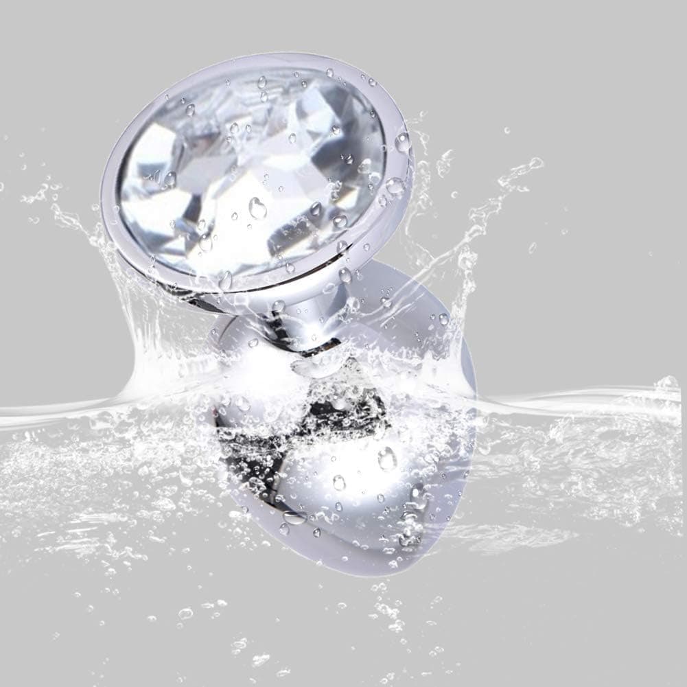 SXOVO Analplug Metall mit Kristall Diamant, 3 Stücke (Klein Medium Groß) Analplug für Frauen Männer, Anal Plug Buttplug Anal Toys Analspielzeug (Weiß)