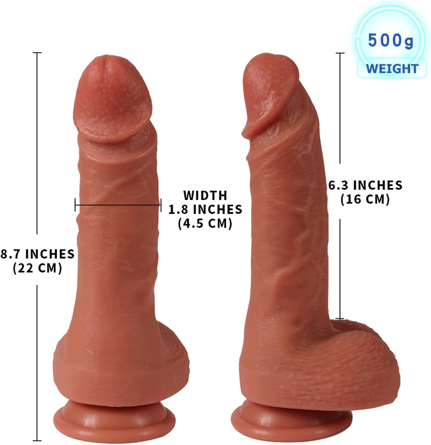 Anfei doppellagige silikon Dildo, hyper realistische premium-penis-geschlechts-spielzeug mit saugnapf 8.7 Inches