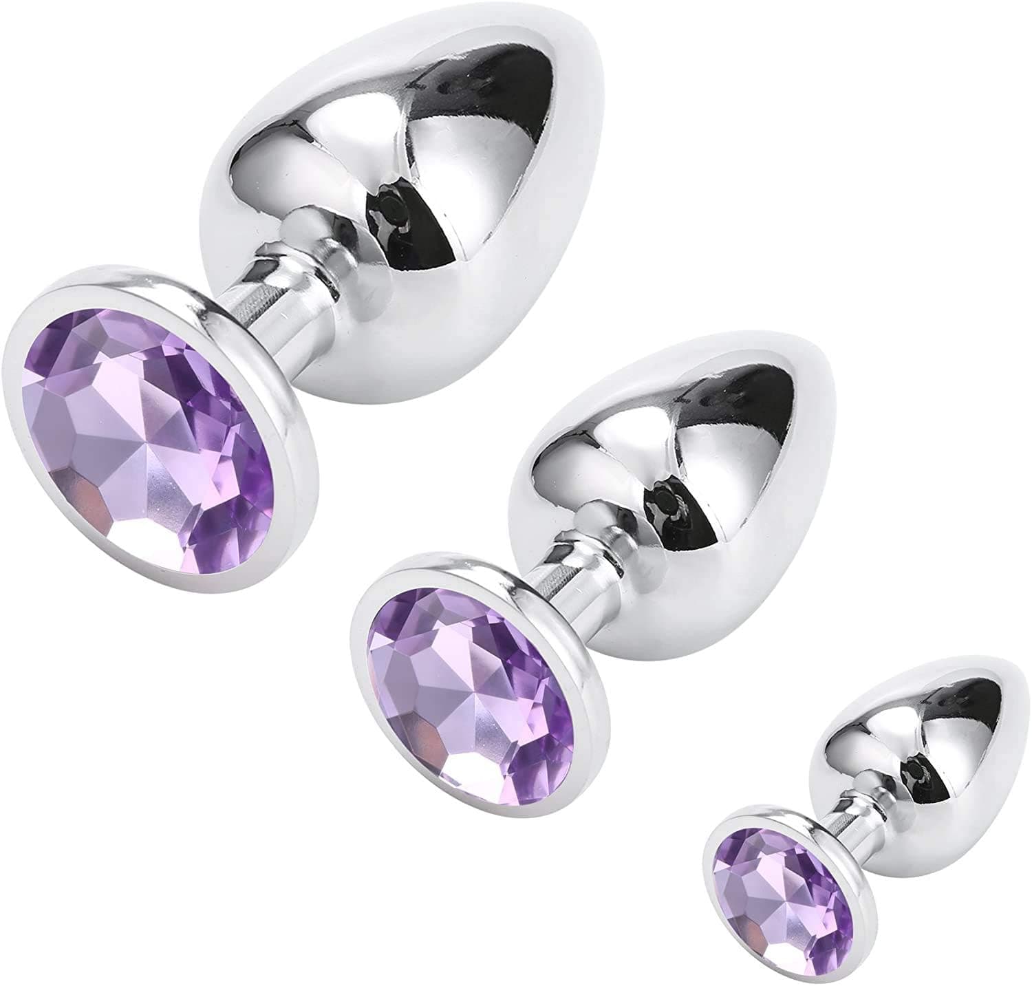 Klein Medium Groß Metall Analplug Set Buttplug Anal Butt Plug mit Kristall Diamant