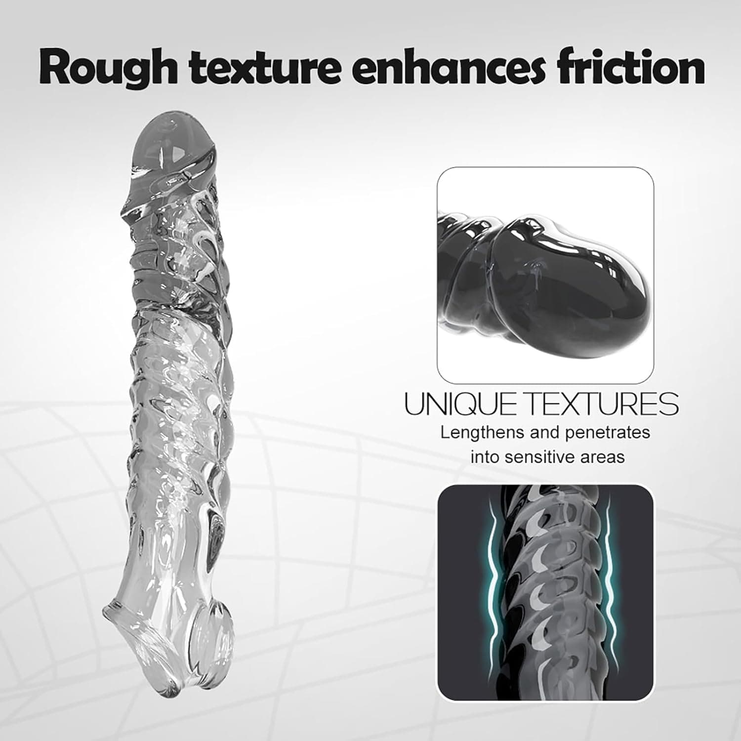 Penishülle Penis Ring Penismanschette Für Penisverlängerung Cock Sleeve Stimulation G-Punkt Extrem Sexspielzeug Für Männer (Black)