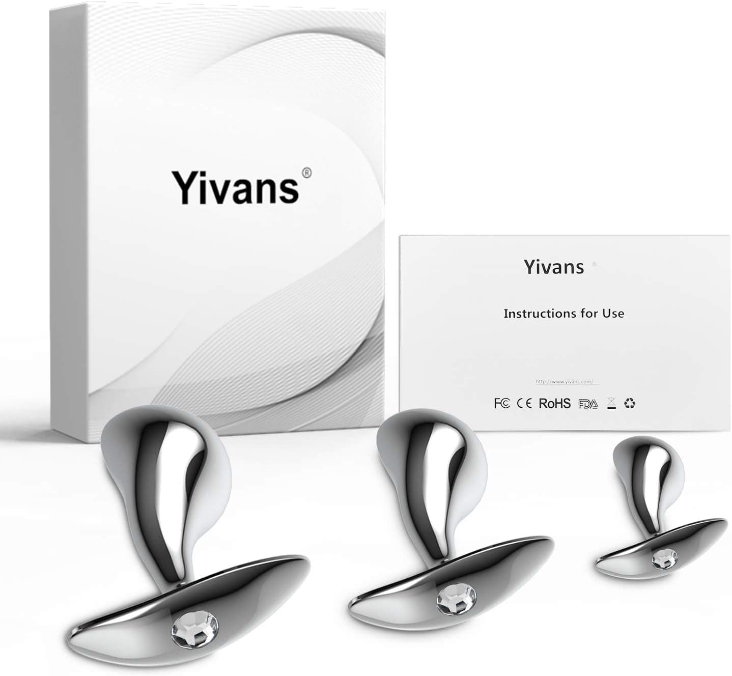 Yivans Analplug Set (Ø24mm, Ø29mm, Ø36mm), Metall Analplugs Fetisch Masturbation Sex Spielzeug Bondage Anfänger Anal Butt plug Mit transparent Kristall Diamant Sexspielzeug für Paare Frauen Männer