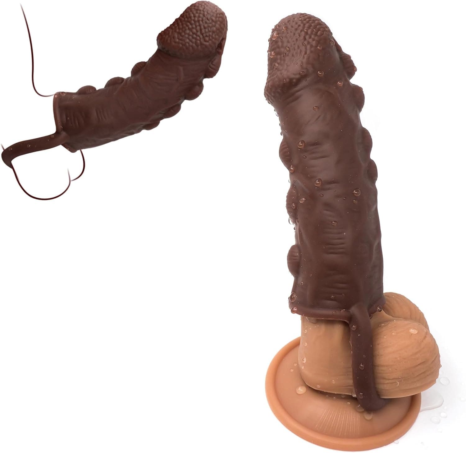 Penismanschette Penis Sleeve mit Hodenring – Cock Sleeve für Penisverlängerung, Ausdauer &amp; Verzögerung, Sexspielzeug für Männer &amp; Paare, Penisvergrößerung