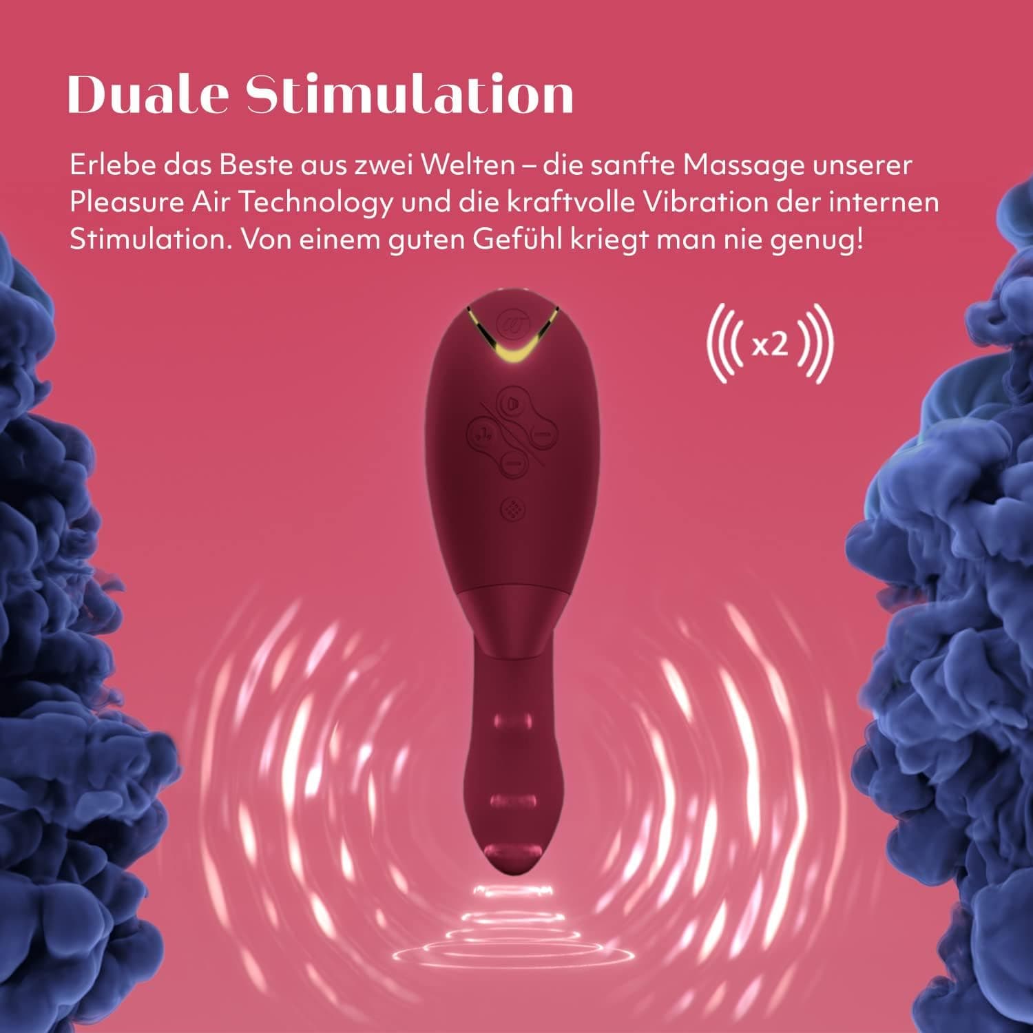 Womanizer DUO 1 Rabbit-Vibrator &amp; G-Punkt Stimulator mit Klitoris-Sauger, doppelte Stimulation mit je 12 Intensitätsstufen, Bordeaux Gold