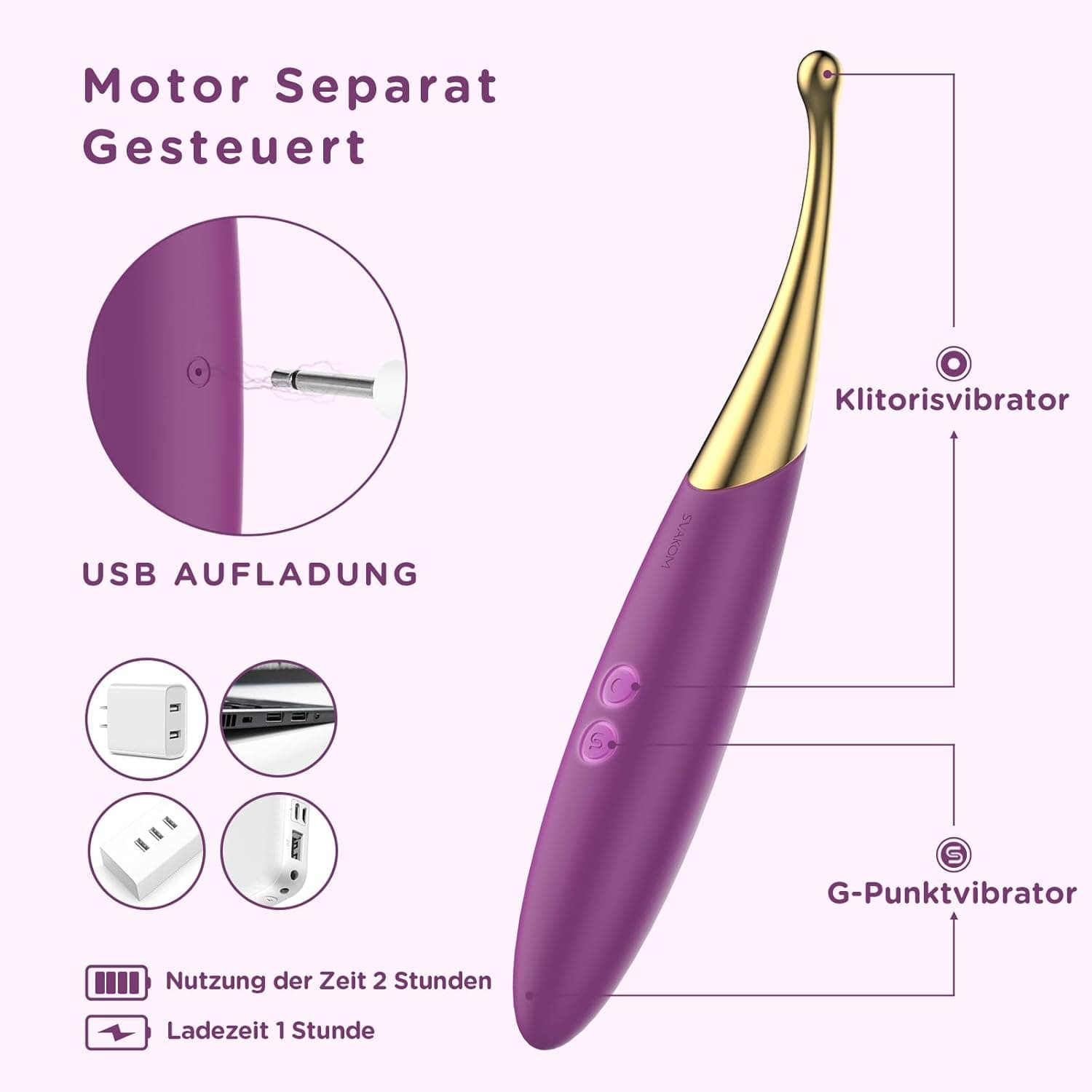 SVAKOM 2 in 1 Vibratorensets für Frauen, Sex Spielzeug für die Frau Paare Vibrator, Sexspielzeug für G-punkt Klitoris Anal Nipple, Hochfrequenz Dildo 25 Vibration für Frauen Sex Spielzeug mit 2 Köpfe